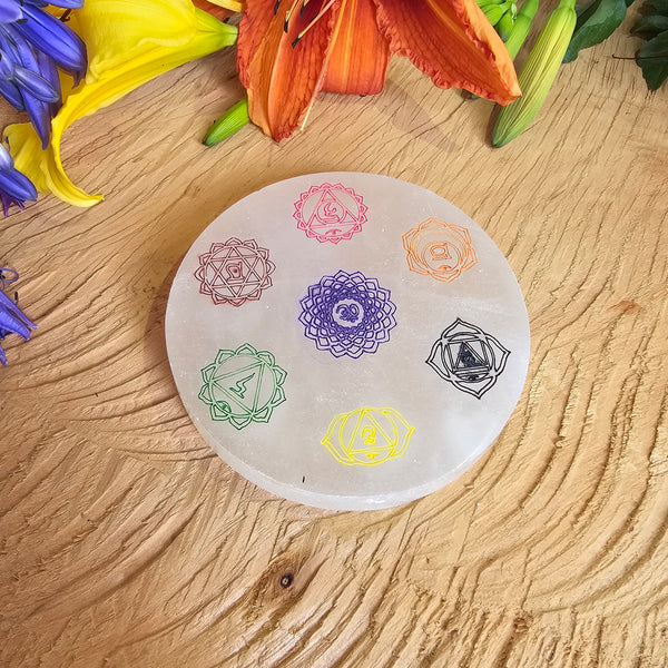 Round Selenite Chakra Charging Plate