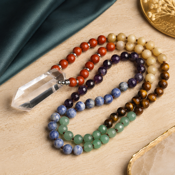7 Chakras & Clear Quartz Point Mala