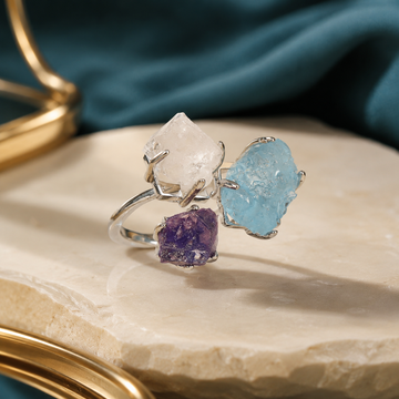 Aquamarine Raw Crystal Ring