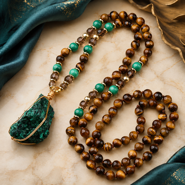 Tiger Eye & Raw Malachite Mala