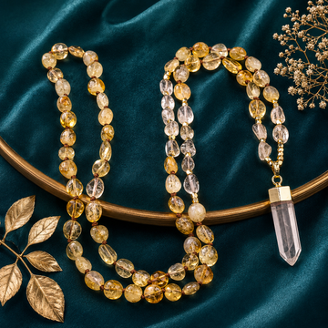 Citrine & Crystal Point Mala