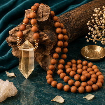 Sandalwood & Citrine Point Mala
