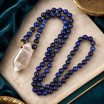 Lapis Lazuli & Clear Quartz Point Mala