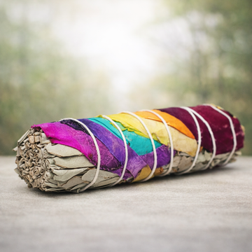 White Sage & Chakra Petals Smudge Stick