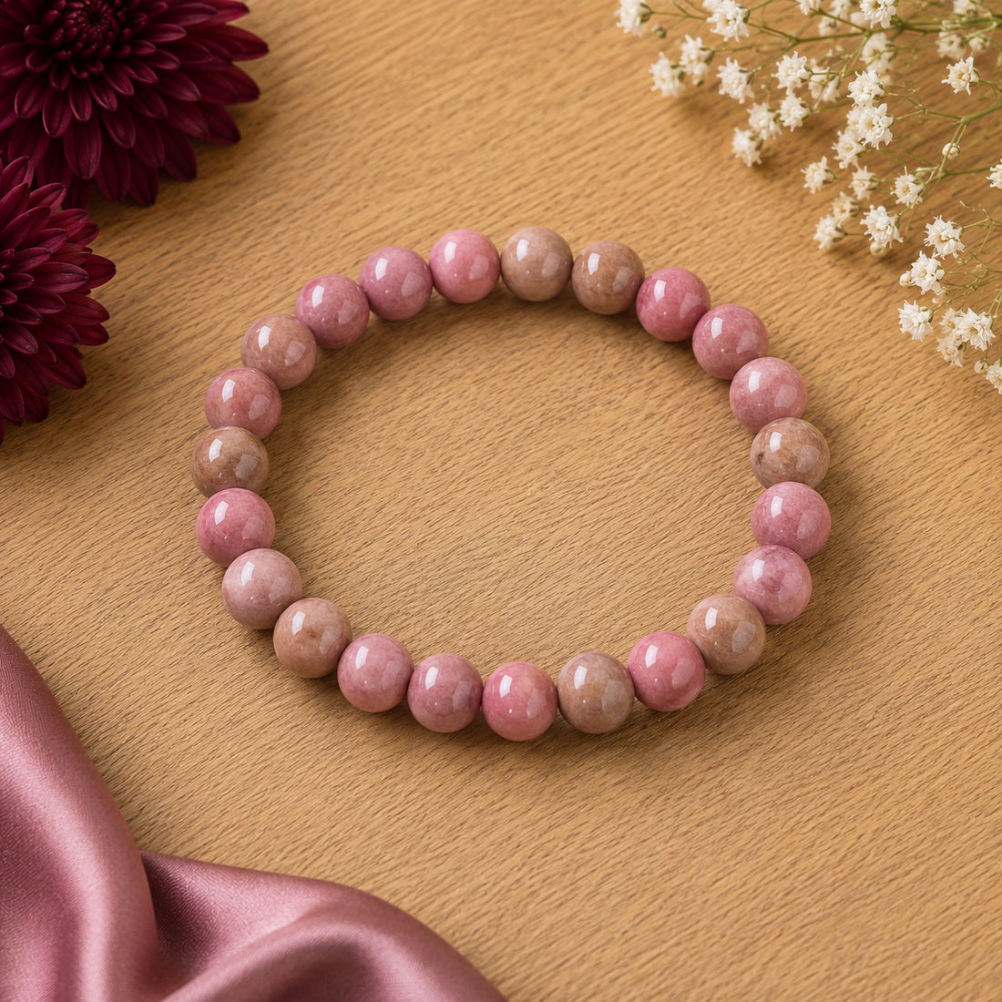 8MM Pink Rhodonite Bracelet