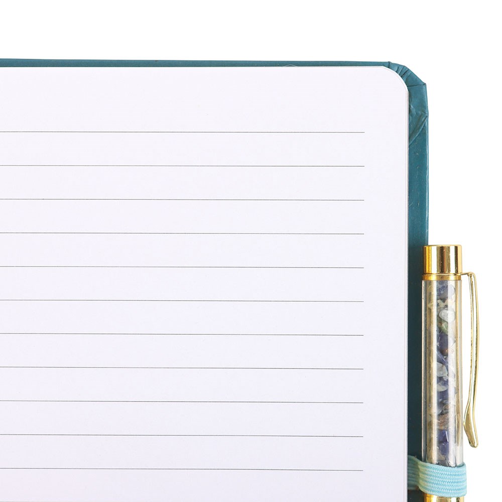 Hand of Hamsa Journal with Blue Crystal Pen