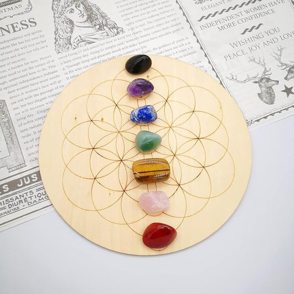 7 Chakras &  Flower of Life Crystal Grid