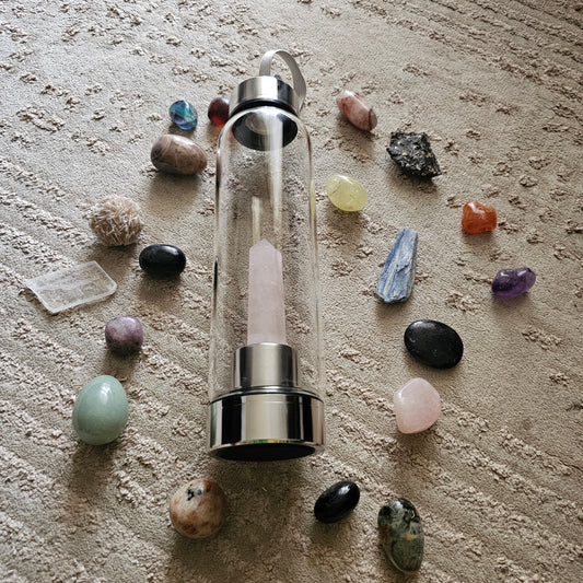 Rose Quartz Tower Crystal Water Bottle