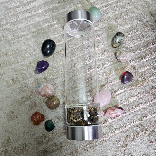 Tiger's Eye Crystal Infused Water Bottle