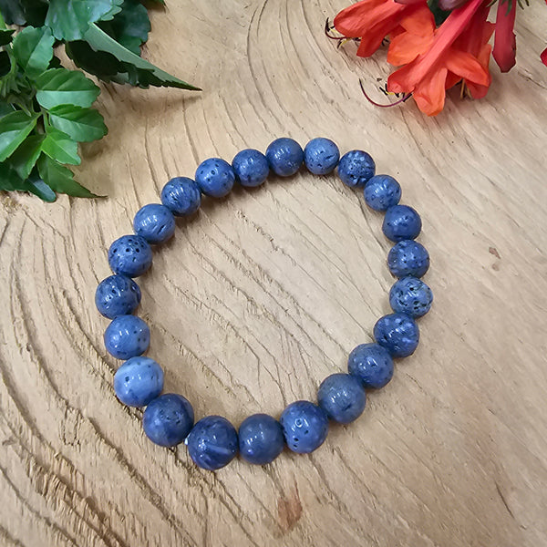 8mm Blue Coral Bracelet