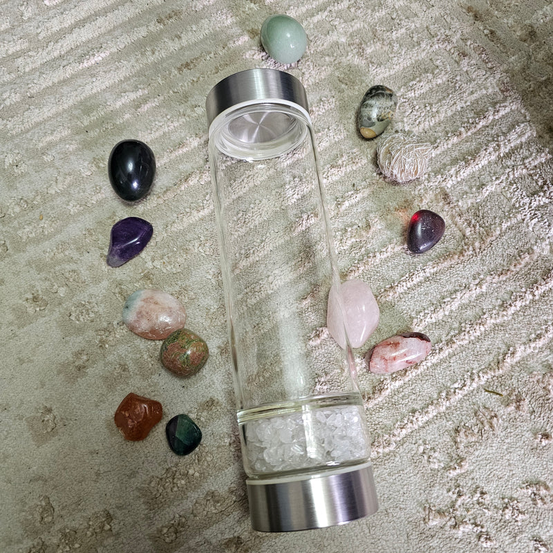 Clear Quartz Crystal Water Bottle