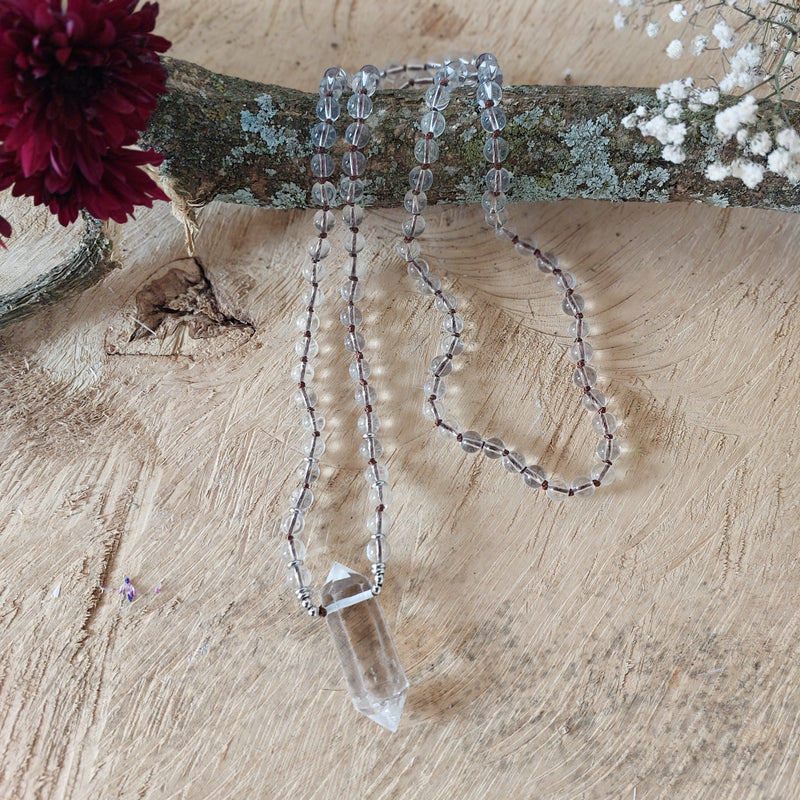 Clear Quartz Point Mala