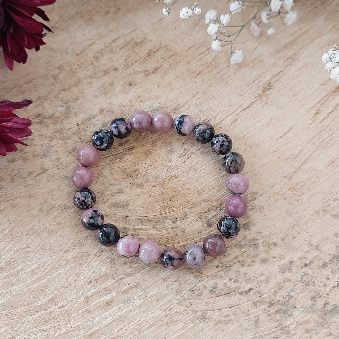 8MM Pink Rhodonite Bracelet