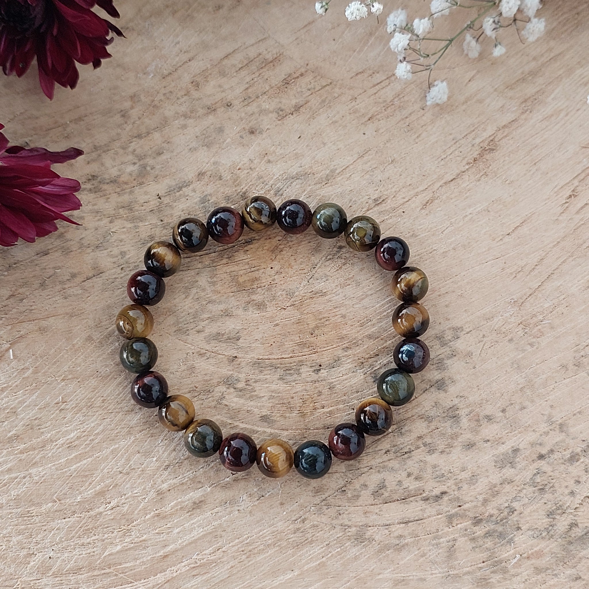 8MM Colorful Tiger Eye Bracelet